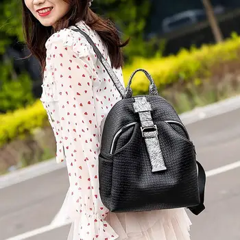 

PinShang Lady Fashion PU Leather Blet Backpack High Capacity Waterproof Travel Shoulder Bag