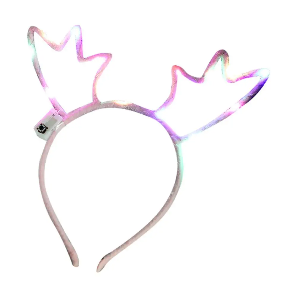 Pink Милые повязки светодиодный Клубные вечерние освещение концертов яркая вспышка светящиеся рога лента для волос гибкие аксессуары для волос на Рождество#3N26 - Цвет: Pink