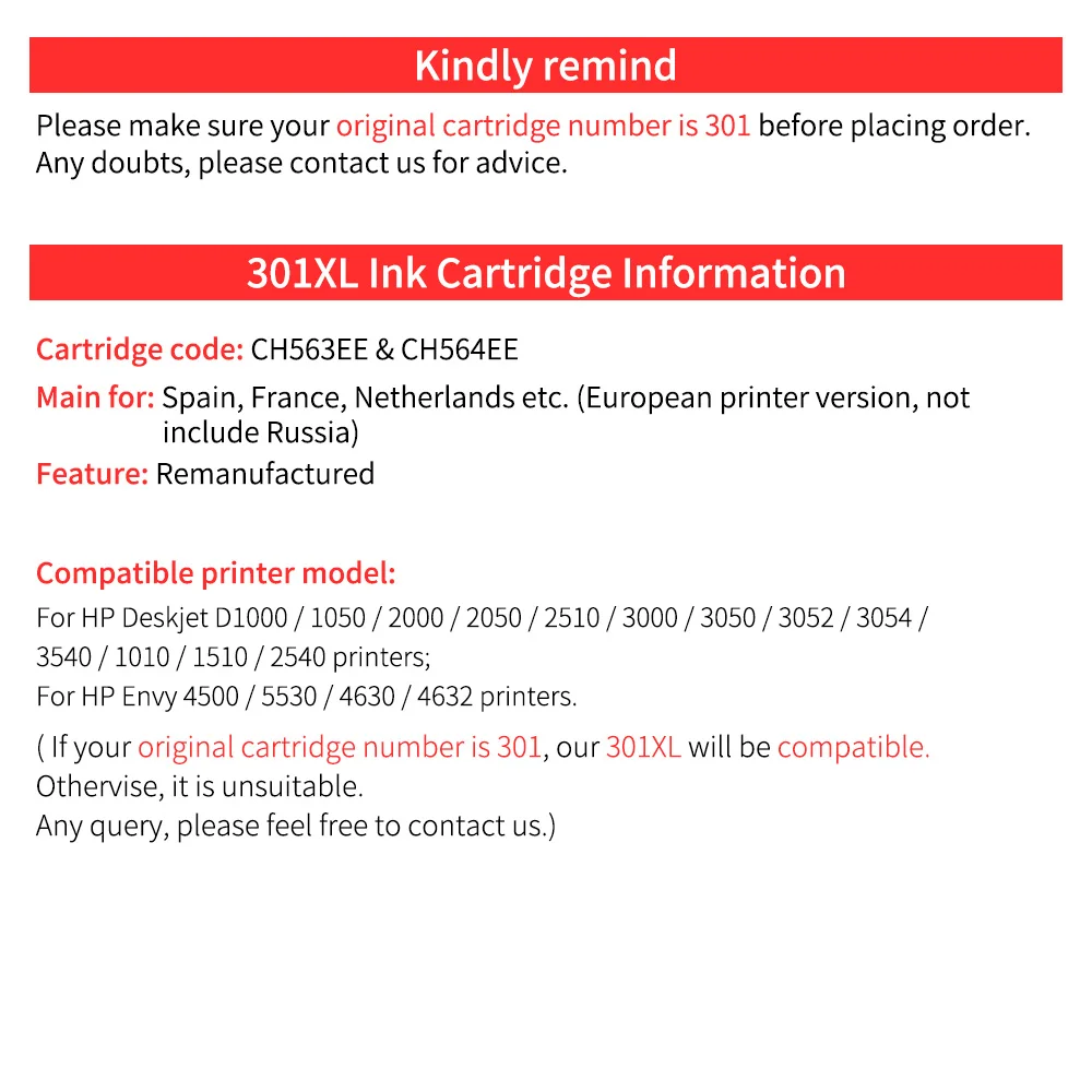 Картридж HWDID 301XL совместим с hp 301 xl hp/HP301 для CH563EE CH564EE Deskjet 1000 1050 2050 3000