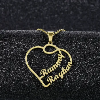 

Personalised Custom Necklace for Women Couple Loves Gift Personalised Letter Heart Necklace 2 Names Letter Pendant Necklace