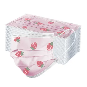 

10-200pcs Children Strawberry Prinetd Face Mask Kawaii Fashion Disposable Face Mouth Mask Mascarillas 3-layer Anti Dust Masks