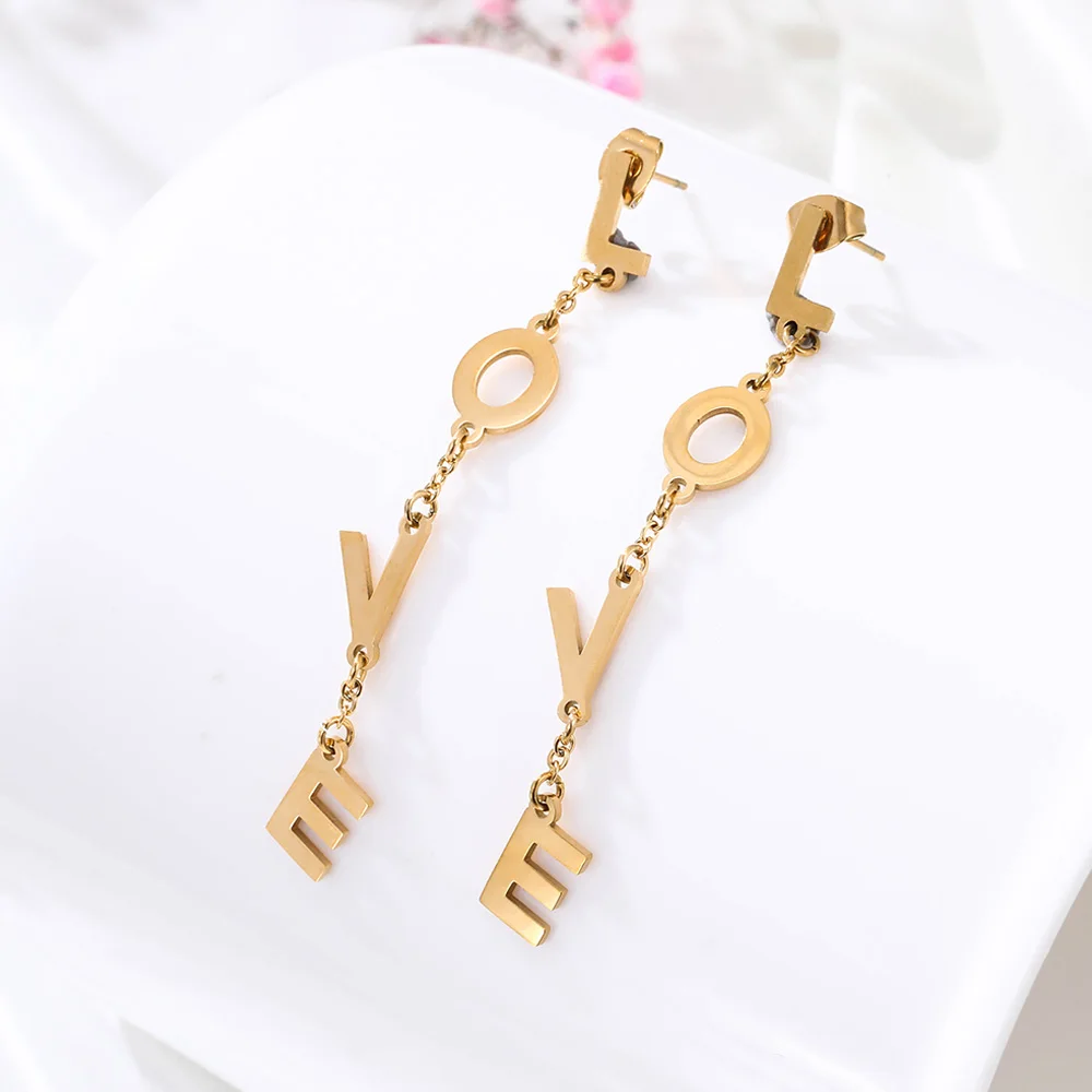 StainlessSteelInitialLettersEarringsforWomenFemaleHighPolish
