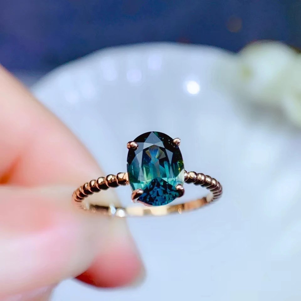 Мода океан драгоценный камень, синий сапфир кольцо 18 К золото день рождения для годовщины помолвки обручальное кольцо подарок настоящий драгоценный камень хорошая огранка РЕДКИЙ
