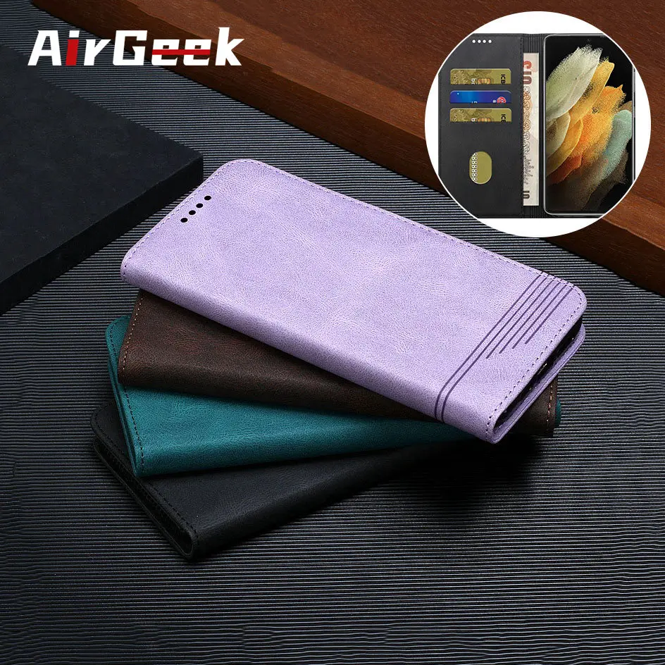 Чехол-книжка из искусственной кожи для Samsung S22 S21 S20 S10 S9 S8 S7 | Мобильные телефоны и