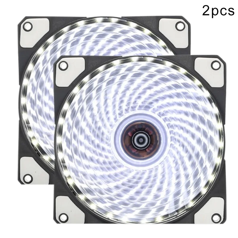 1/2 шт. 120 мм PC чехол Вентилятор охлаждения Супер Бесшумный компьютер светодиодный воздушный поток охладитель вентиляторы VDX99 - Цвет лезвия: White 2pcs