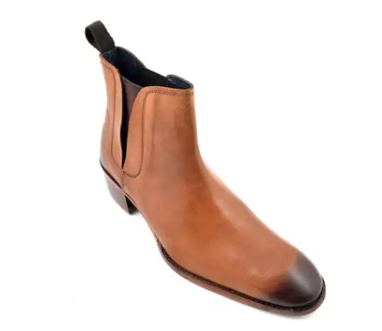 

Men's PU Brown Leather Red Wolf Claw Print Casual Chelsea Boots Zapatos De Hombre Botas Hombre Blancas TV224