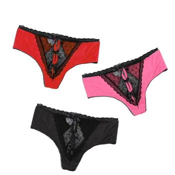 

3pcs/pack Women Panties Sexy Lingerie Lace G-string Bow Briefs Underwear Panties T string Thongs Knick 2020 High Quality