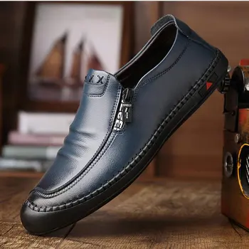 

High Quality Men Genuine Leather Shoes Leather Soft Anti-slip Driving Shoes Man Spring Leather formal wedding Shoes A53-33