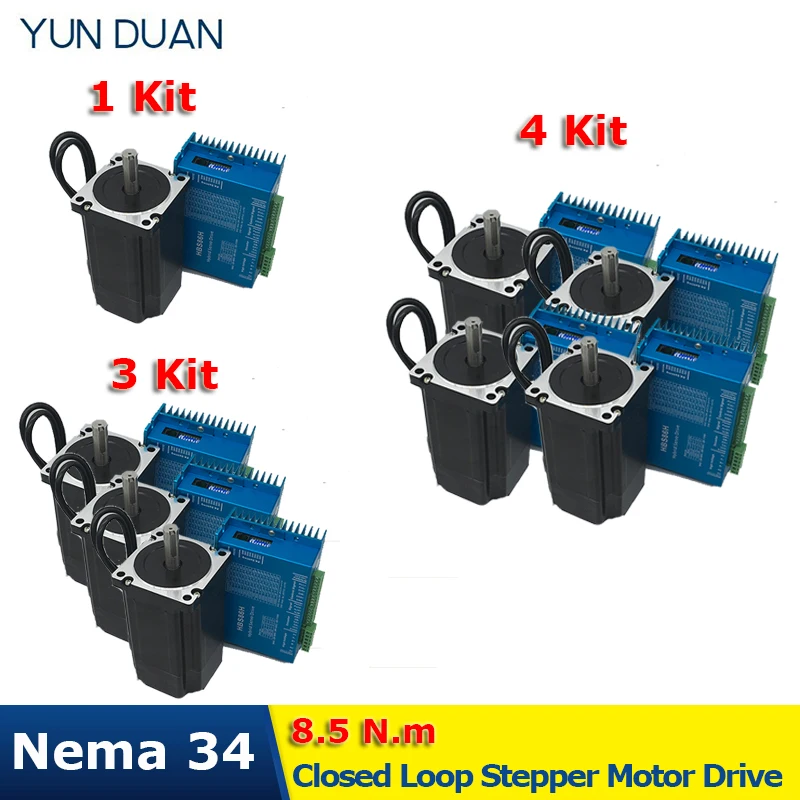 4 шт. Nema34 8.5Nm 86 мм AC DC DSP замкнутый контур шаговый Драйвер шагового двигателя с