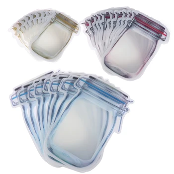 

10PCS Reusable Snack Bag Freezer Hermetic Food Storage Bag Food Fresh Seal Bottle Cans Kitchen Organizer Mason Jar for Travel