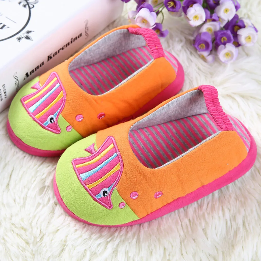 Kids Slippers Toddler Infant Shoes Kids Baby Warm Shoes Boys Girls Cartoon Soft-soled Home Slippers#es