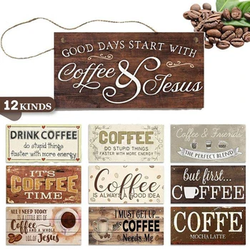 

Old Furniture Wood Board Painting Coffee Shop Words Hanging Poster Vintage Rectangle Art Plate Signs Cafe Home Wall Plaque Decor