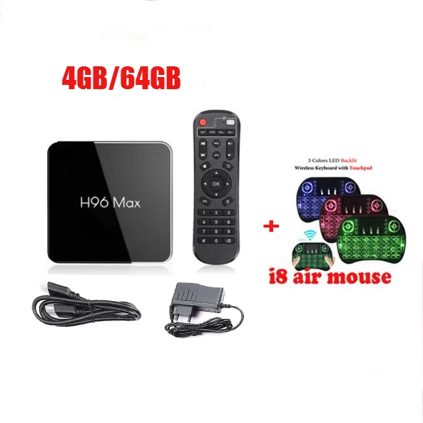 H96 max x2 4 Гб 64 ГБ Android 8,1 ТВ приставка 2,4G+ 5,8G Wifi BT 4,0 Amlogic S905X2 Четырехъядерный 4 ГБ 32 ГБ телеприставка - Цвет: 4G 64G i8 air mouse