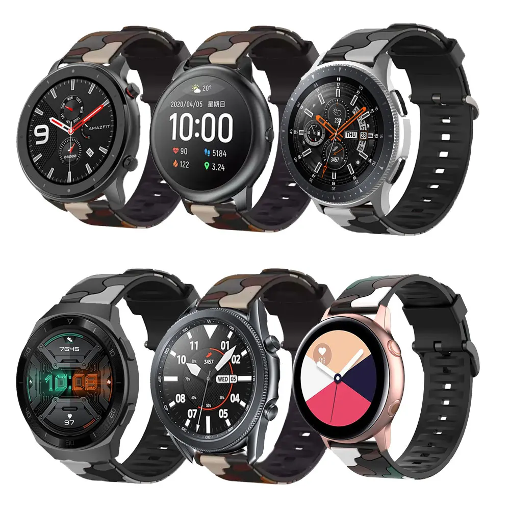 Ремешок Камуфляжный для наручных часов Huawei Watch GT 2e Huami Amazfit Bip Garmin fenix Chronos GTS |