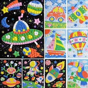 

1 Set 3D Children Puzzle 23.5*16.5CM Cartoon Pattern Mosaic diamond Stickers Learning Education Toys EVA Crystal Sticker
