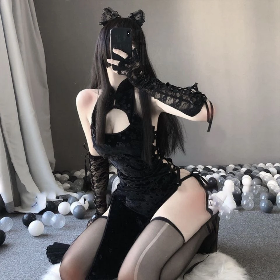 Cosplay&ware Women Sexy Cosplay Costume Cheongsam Anime Ladies Bodysuit Dress Lace Outfit Role Play Slim Fit Open Chest Uniform White Black -Zentai shop online Hee1af214b98845d2b4f6fe205f55a238k.jpg