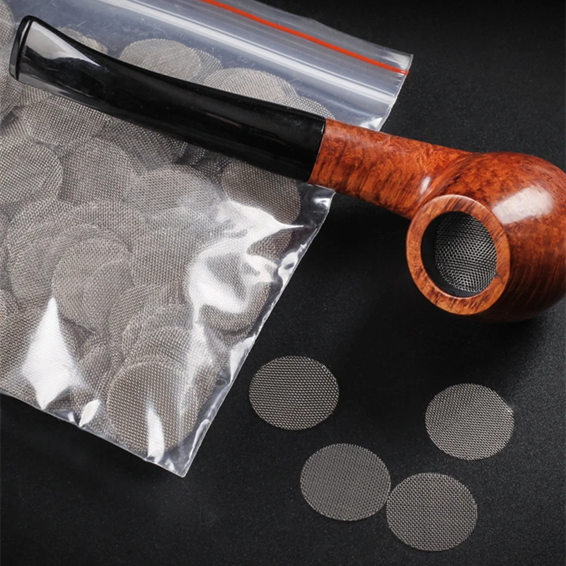 Hookah Accessories 100pcs Silver Pipe Screens Stainless Steel Net Metal Glass Wooden Acrylic Hookah Water Filter Screen Gauze Smoking Tobacco Tools