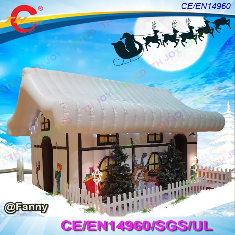 christmas decoration inflatable grotto,4x3m inflatable santa claus grotto house tent,free air ship to door 2