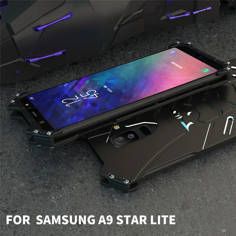Black Роскошный Алюминиевый бампер противоударный чехол Бэтмен для samsung Galaxy A8S A9S A9 Star Lite C5 C7 C9 Pro Чехол для телефона с металлическим винтом - Цвет: Black