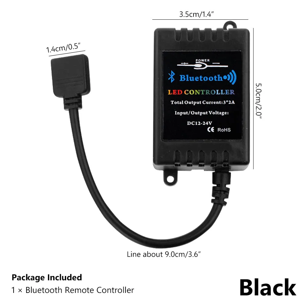 Black Bluetooth rgb контроллер приложение телефон музыка белый черный 12-24 в беспроводной светодиодный светильник 5050 Bluetooth Смартфон пульт дистанционного управления - Цвет: Black