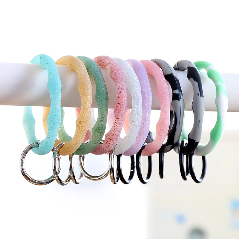 Модный Многоцветный силиконовый брелок для женщин и девочек, круглый браслет, брелок для ключей, ювелирные аксессуары