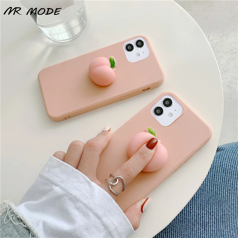 Soft TPU Cover 3D Peach Phone Case For Xiaomi Mi 11 Cute Candy Redmi Note 9 9A 9C 9s Pro MAX 8 8T 7 Back Protective Capa | Мобильные