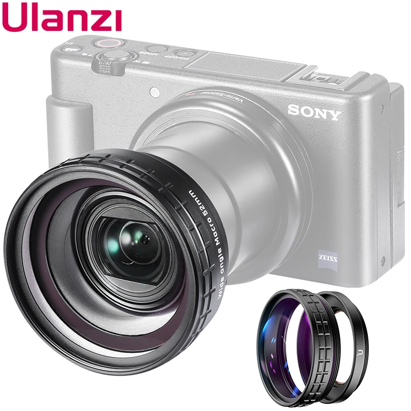 Ulanzi WL-1 18mm Wide Angle Lens 10X HD Macro 2-in-1 Additional Camera Lens For Sony ZV-1 Camera Accessories