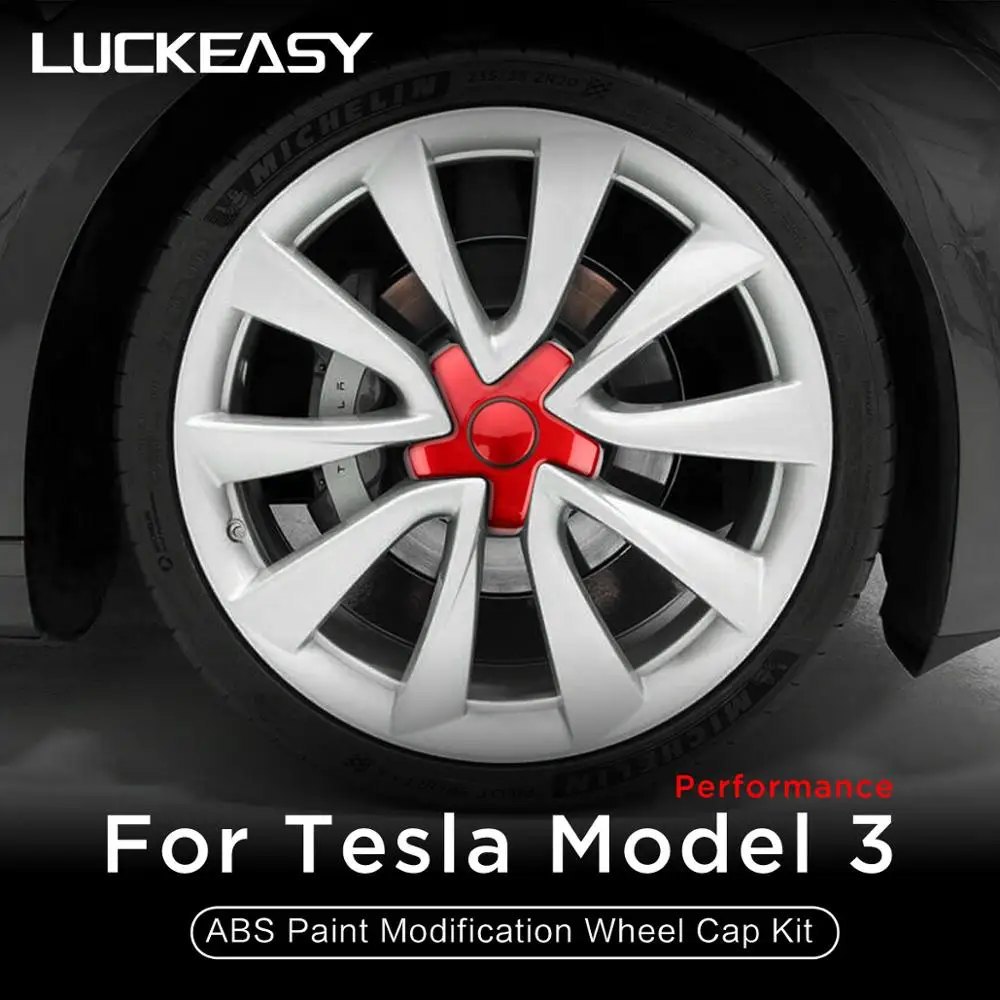 LUCKEASY Крышка Ступицы Комплект модификации для Tesla модель 3- колеса автомобиля ABS Краски модификации колеса Кепки комплект 4 шт./компл