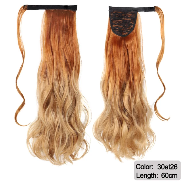 DIANQI Synthetic Corn Wavy Long Curly Ponytail Hairpiece Wrap on Clip Hair Extensions Black Pony Hair 30at26