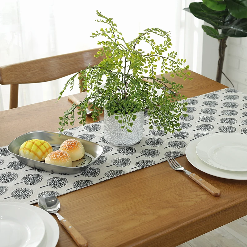 Newly Table Runner Modern Tree Printed Table Runner Cotton Table Runner Party Wedding Christmas Decorations for Home Tablecloth