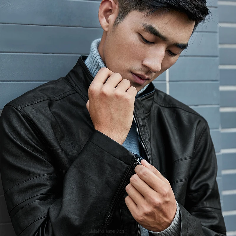 Xiaomi Mijia Hooded Detachable Trendy Motorcycle Jacket PU Material Hard and Elegant Detachable Cla