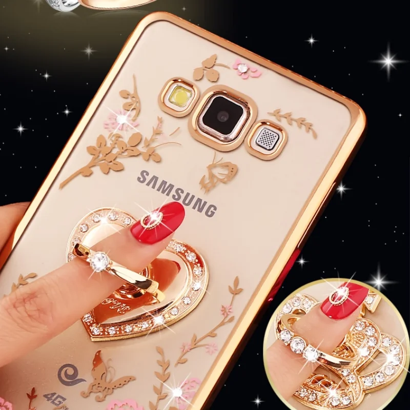 

Luxury Diamond Soft TPU Finger Ring Holder Phone Shell Case Cover For Samsung Galaxy A10 A40 A50 A60 A70 A80 A90 A20e A30 A2core