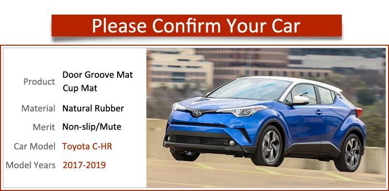 Противоскользящий коврик для Toyota CHR CH-R затворный слот подставка анти-грязный Салонные подложки украшения интерьера автомобиля гелевый коврик резиновый коврик