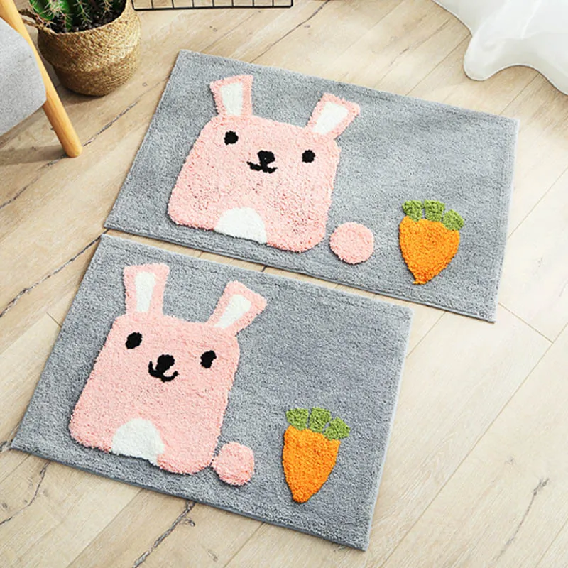 

Cartoon Bedroom Bath Mat Cute Rabbit Pattern Rug Door Balcony Non-Slip Absorbent Carpet For Bathroom Toilet Bathtub Wash-basin