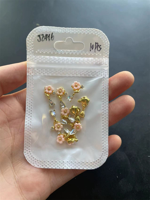 3D Alloy Nail Art Charms Crystal Rhinestone Colorful Flower/Bee Royal Diamonds Jewelry Vividly Luxury Metal Nail Supply J3