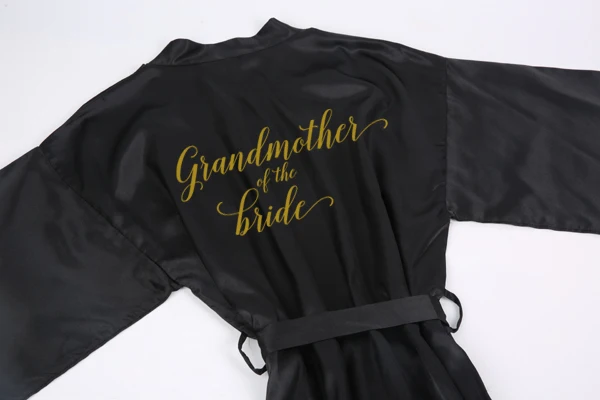 grandmother bride Sisbigdey сексуальный черный Халат Атласный Женский халат Золотое письмо Свадебная вечеринка подружки невесты peignoir невесты команда халаты для невесты - Цвет: grandmother bride