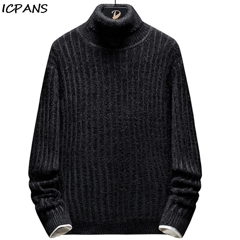 

ICPANS Mens Turtleneck Pullovers Striped Cotton Polyester Hip Hop Streetwear Sweater Men Winter 2019 Higt Neck Turtle Neck