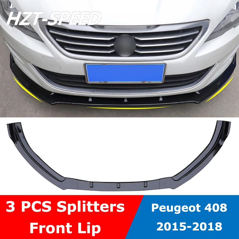 Peugeot 408 3 шт. ABS черный карбоновый бампер передний бампер для губ Лопата диффузор спойлер для peugeot 408