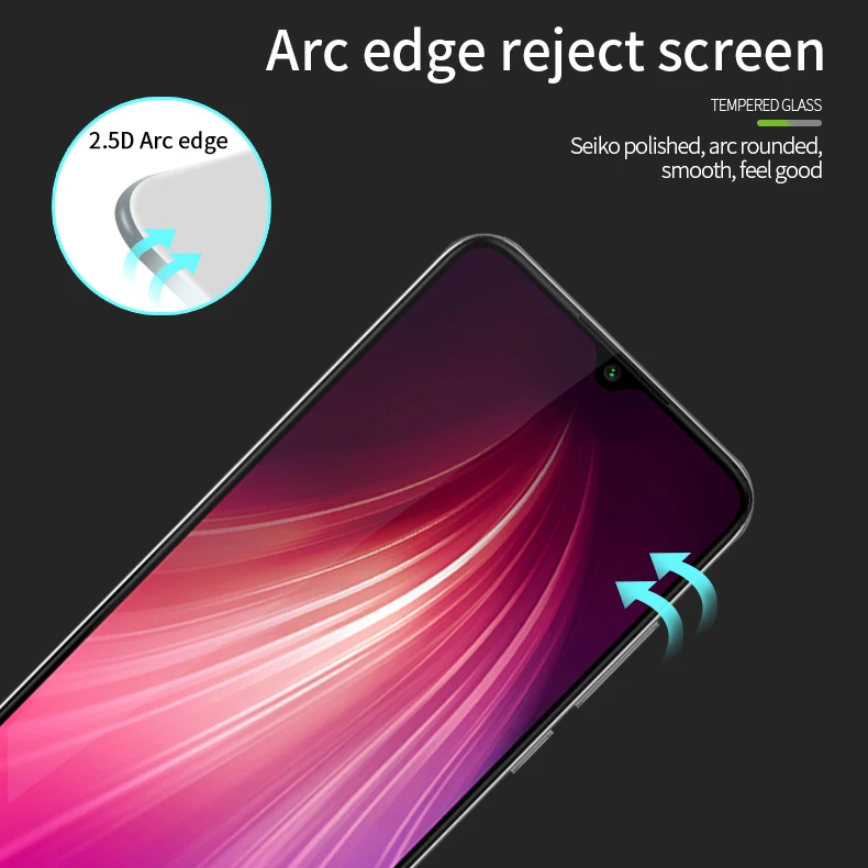 MOFI для Xiaomi Redmi Note 8/Note8 Pro закаленное стекло 2.5D изогнутый экран протектор полное покрытие Защитная пленка для ЖК-экрана