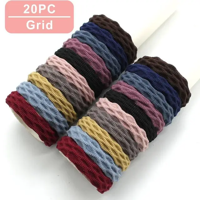10PCS/Set Fashion Korean Elastic Hair Bands For Women's High Elastic Hair Circle Hair Rope Hair Accessories Headwear Headdress A4x2-Grid