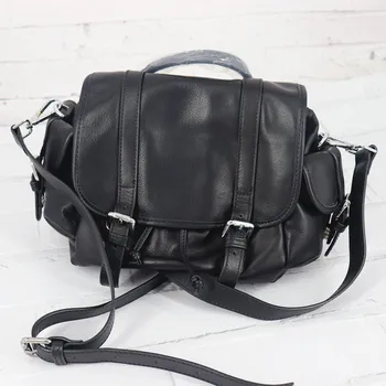 

Fashion Crossbody Bags For Women 2020 High Quality Genuine Leather Handbags Drawstring Hasp Locomotive Shoulder Messenger Bag