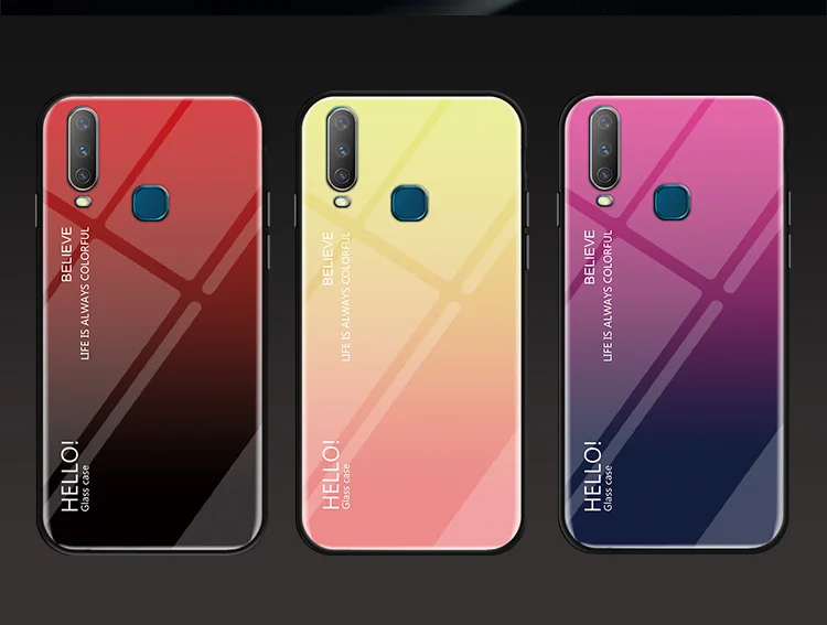 ДЛЯ Vivo Y3 Y5 Y12 Y15 чехол для телефона модный градиентный Сменный стеклянный чехол для телефона Vivo Y17 U10 U3x полная защита Бампера