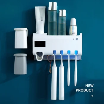 

Wall-Mounted Automatic Squeeze Toothpaste Disinfection UV Toothbrush Holder Smart Induction UV Sterilizer Toothbrush Holder 2