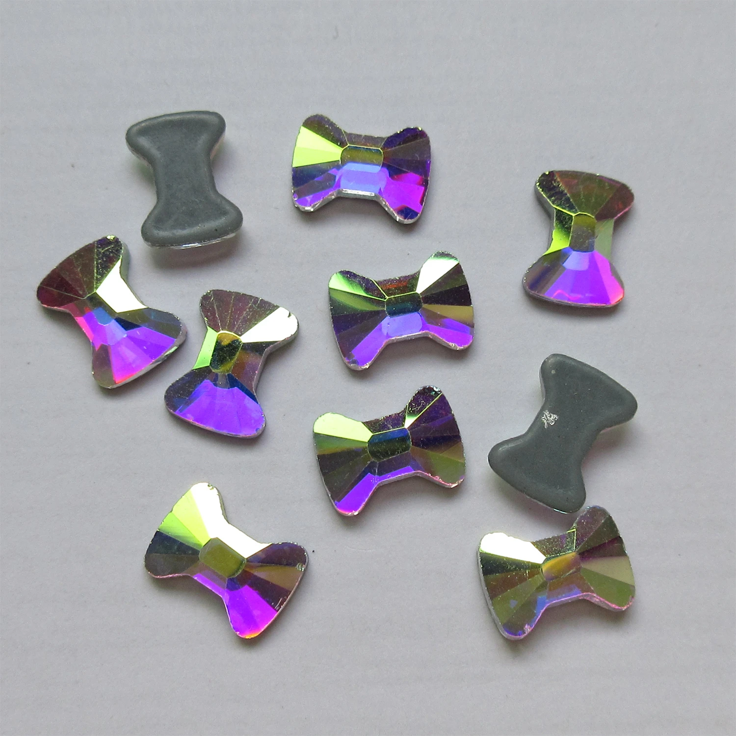 

6.5x9mm Bow Tie Crystal AB Flat Back Hotfix Rhinestones Iron On Flat Back Crystals Stones For Nail Art DIY Garments Decorations