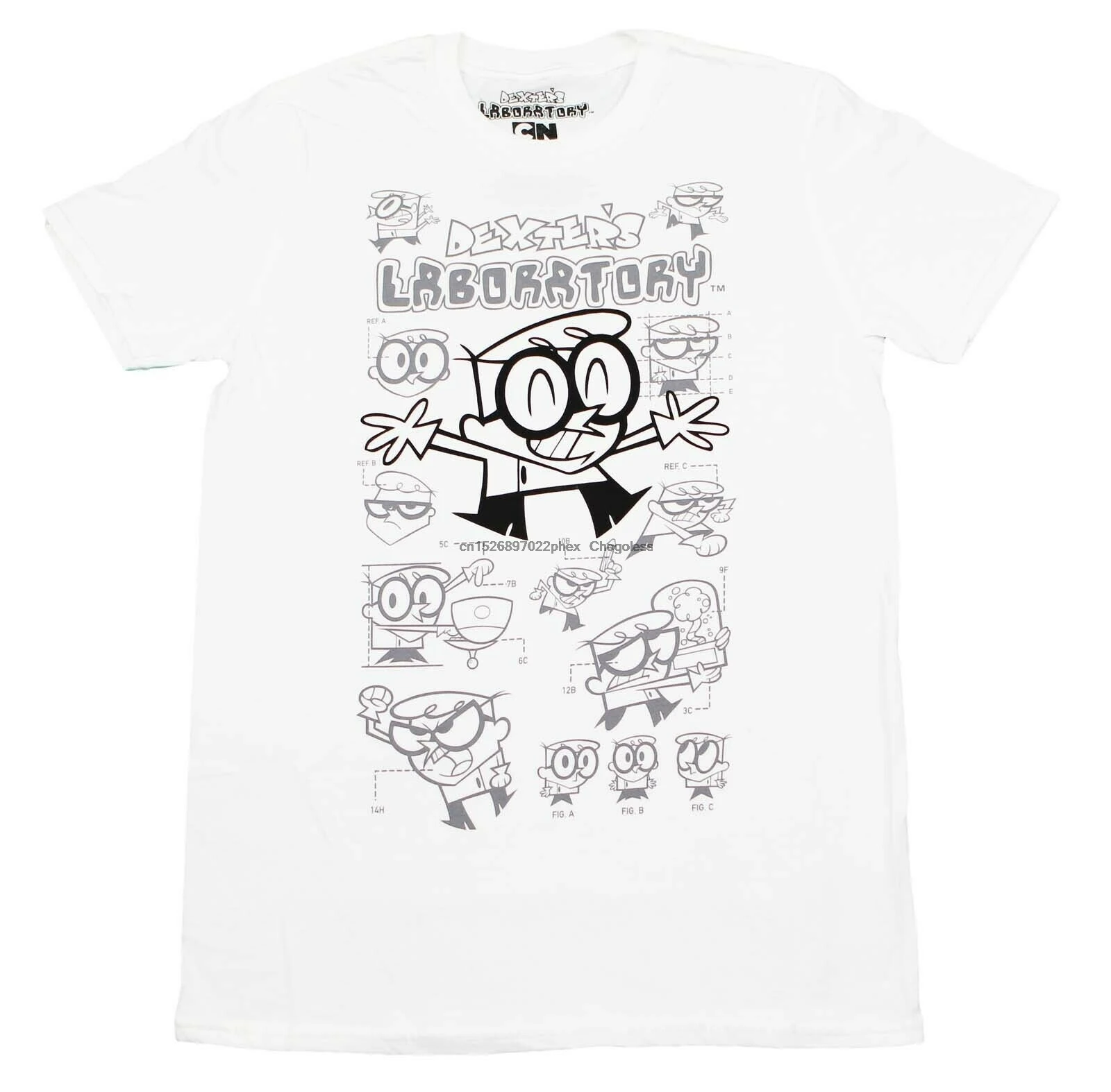 DEXTERS лабораторная Мужская футболка белая поза с коротким рукавом графическая