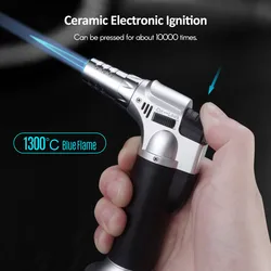 Torche de cuisine rechargeable à souder, ajustable, Butane, torche industrielle polyvalente, briquet, argent solide, DIY 