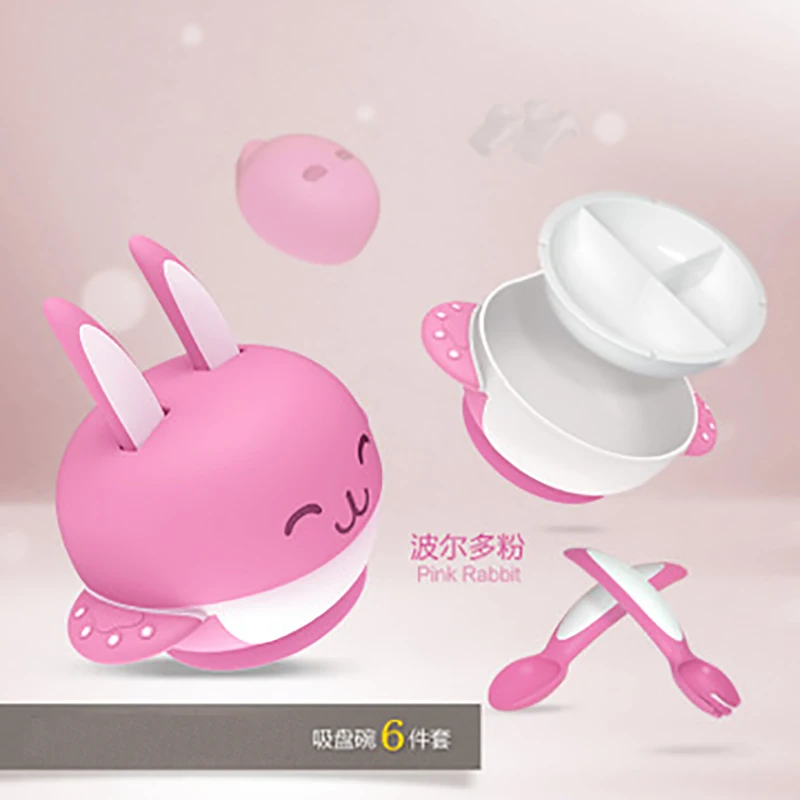 Baby Feeding Learning Dishes Suction Bowl Assist Toddler Children Food Dinnerware Kids Eating Training Bowl Spoon Fork Set