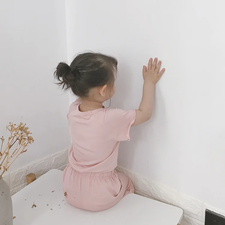 Летние милые пижамные комплекты с принтом клубники для девочек 1-7 лет, Детская футболка из чистого хлопка с короткими рукавами+ штаны, костюмы из 2 предметов