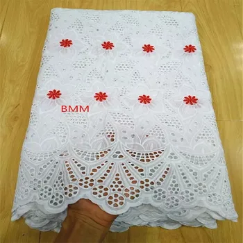 

African lace fabric 100% Cotton Lace Fabric Latest Swiss Voile Lace In Switzerland With Stones For Men Women Dress Party kc15-45