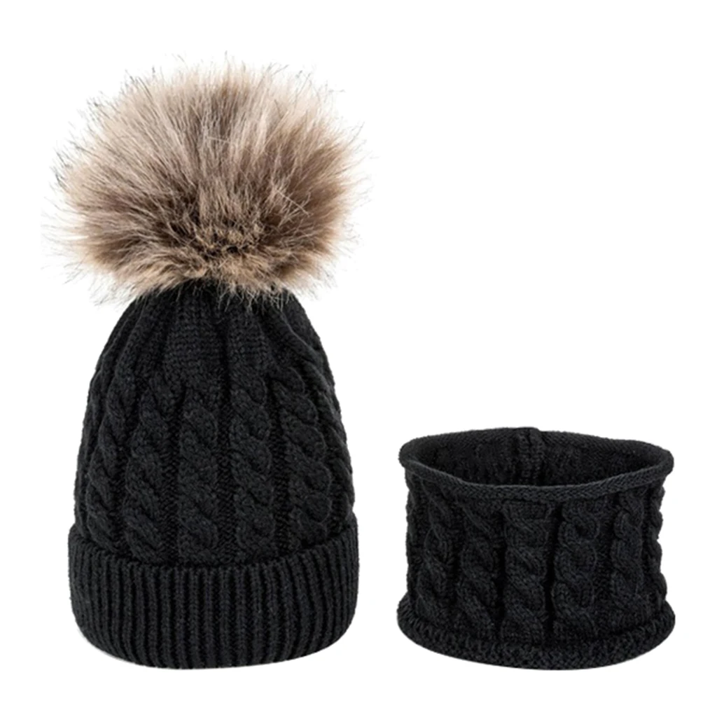 0-3 Ages Unisex Baby Knit Hat Scarf Warm Winter Pom Pom Boy Girl Beanie Cap Girls Boys Elastic Beanies Autumn Winter